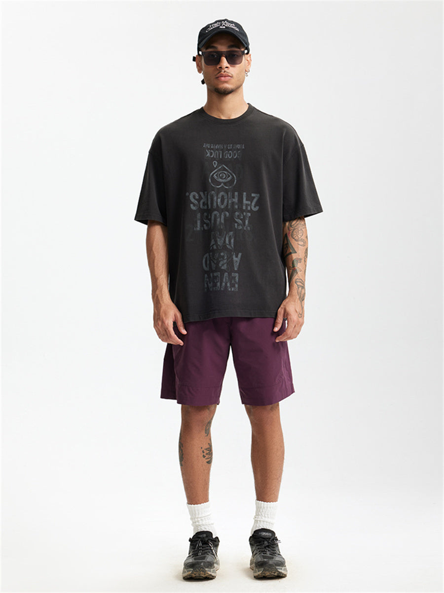 Liber Summer Men's Letter Print T-shirt