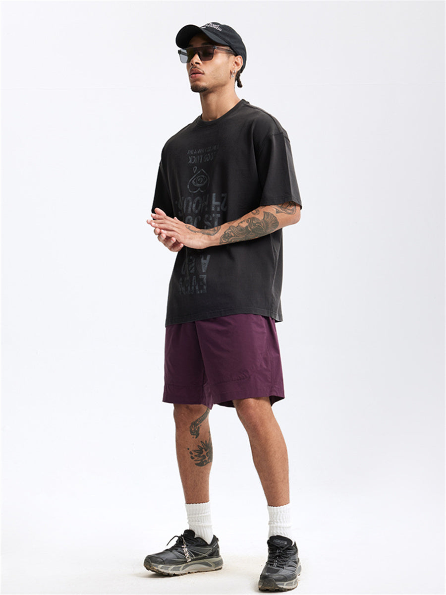 Liber Summer Men's Letter Print T-shirt