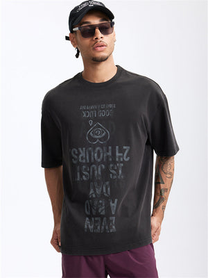 Liber Summer Men's Letter Print T-shirt