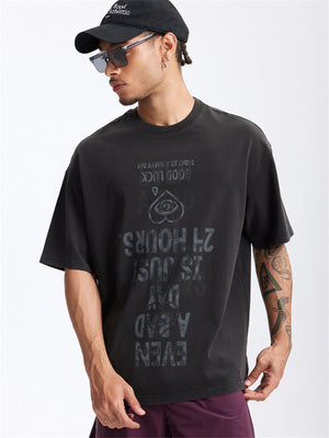 Liber Summer Men's Letter Print T-shirt