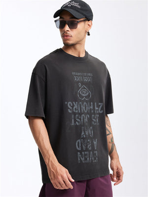 Liber Summer Men's Letter Print T-shirt