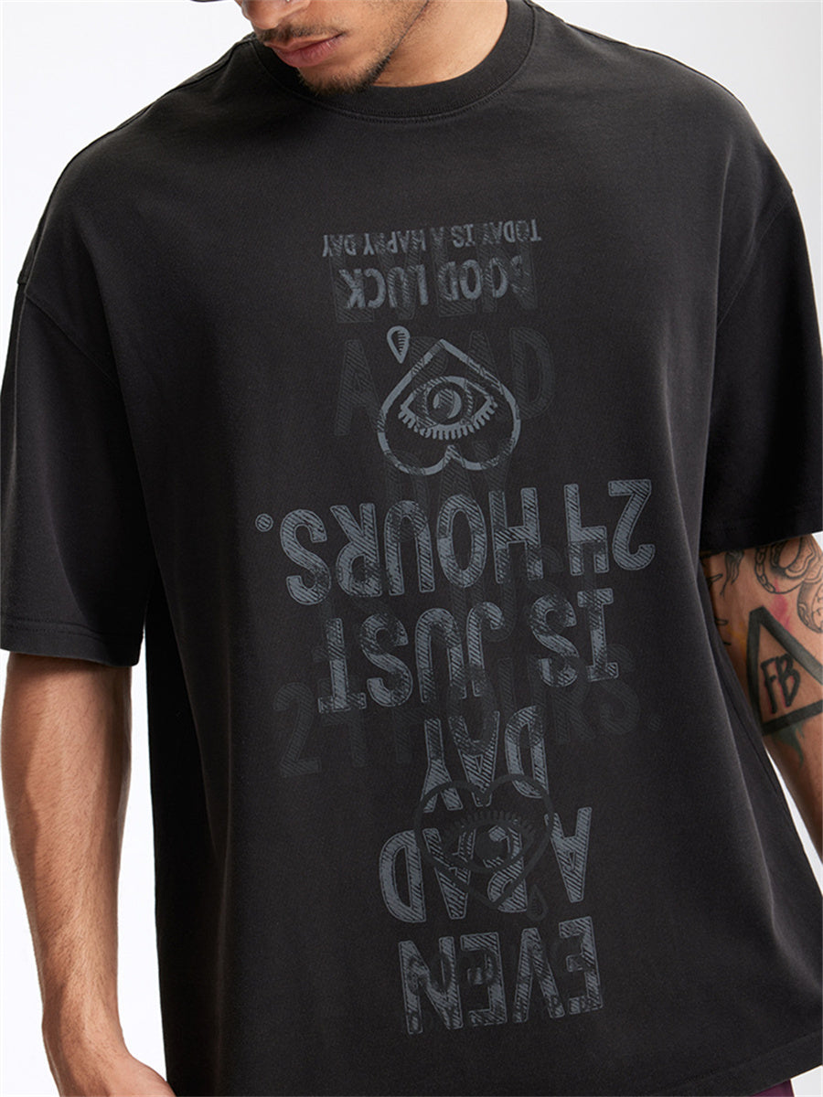Liber Summer Men's Letter Print T-shirt