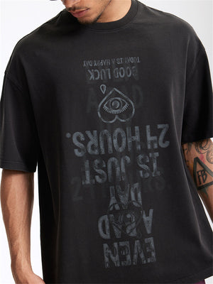 Liber Summer Men's Letter Print T-shirt