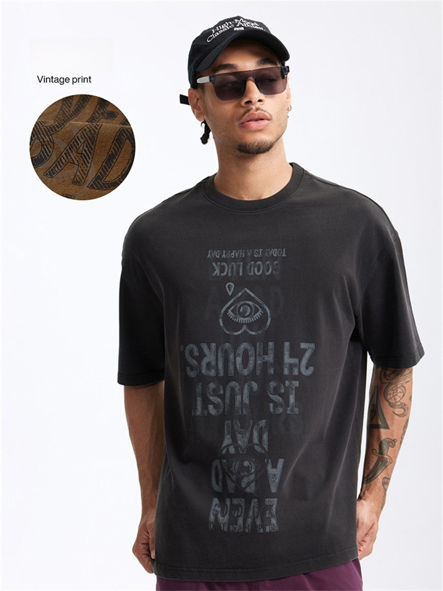 Liber Summer Men's Letter Print T-shirt