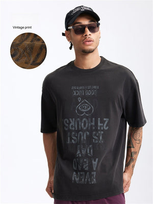 Liber Summer Men's Letter Print T-shirt