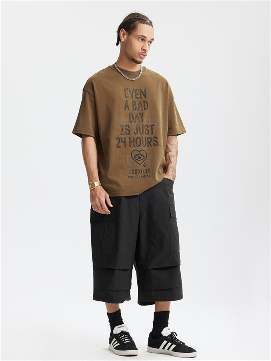 Liber Summer Men's Letter Print T-shirt