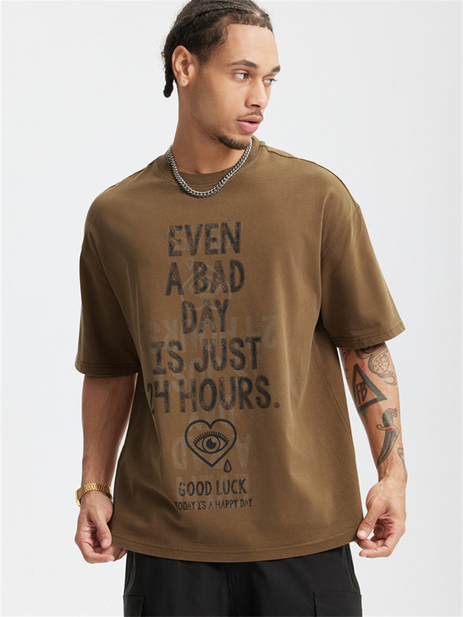 Liber Summer Men's Letter Print T-shirt