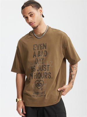 Liber Summer Men's Letter Print T-shirt