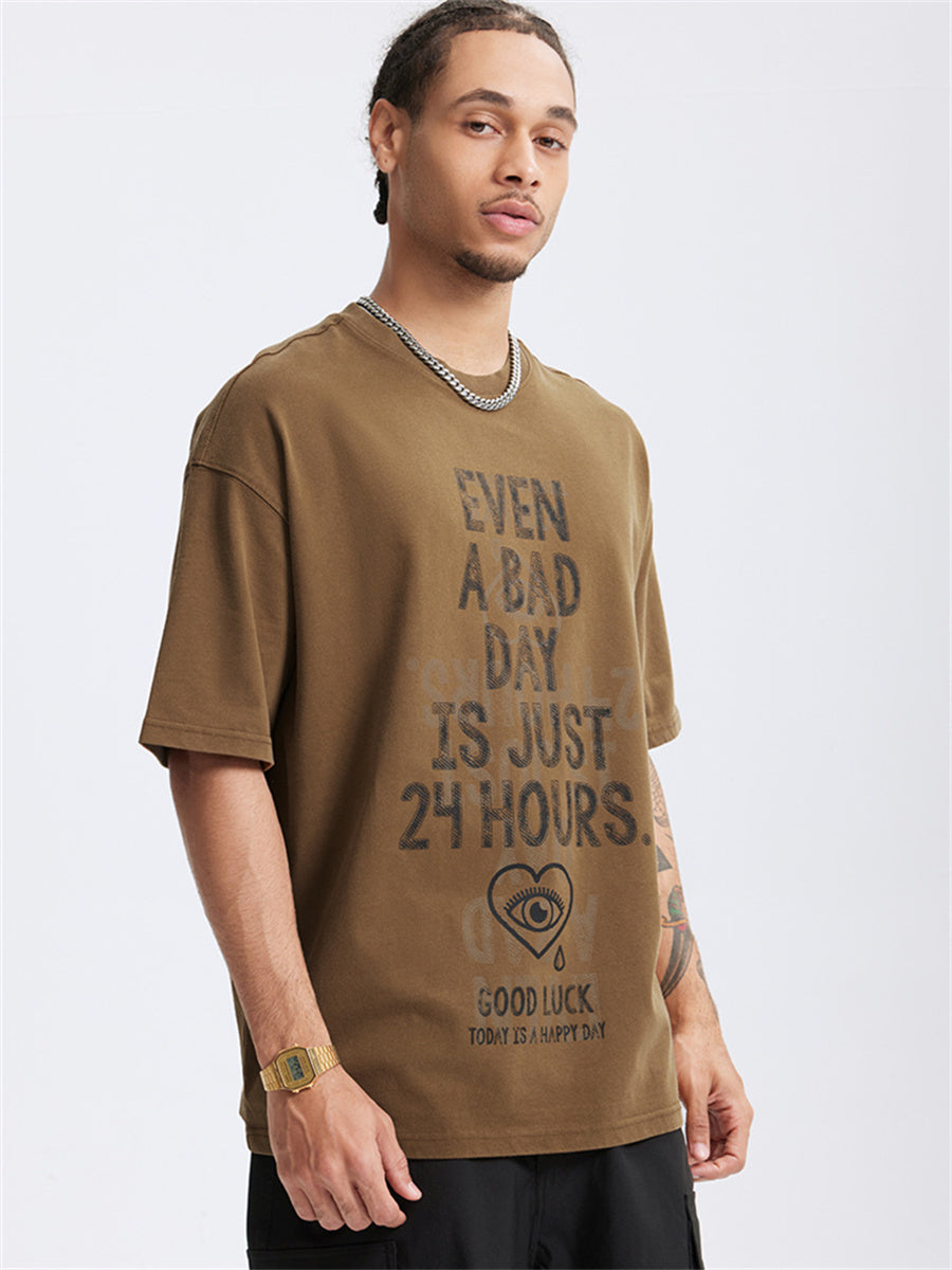 Liber Summer Men's Letter Print T-shirt