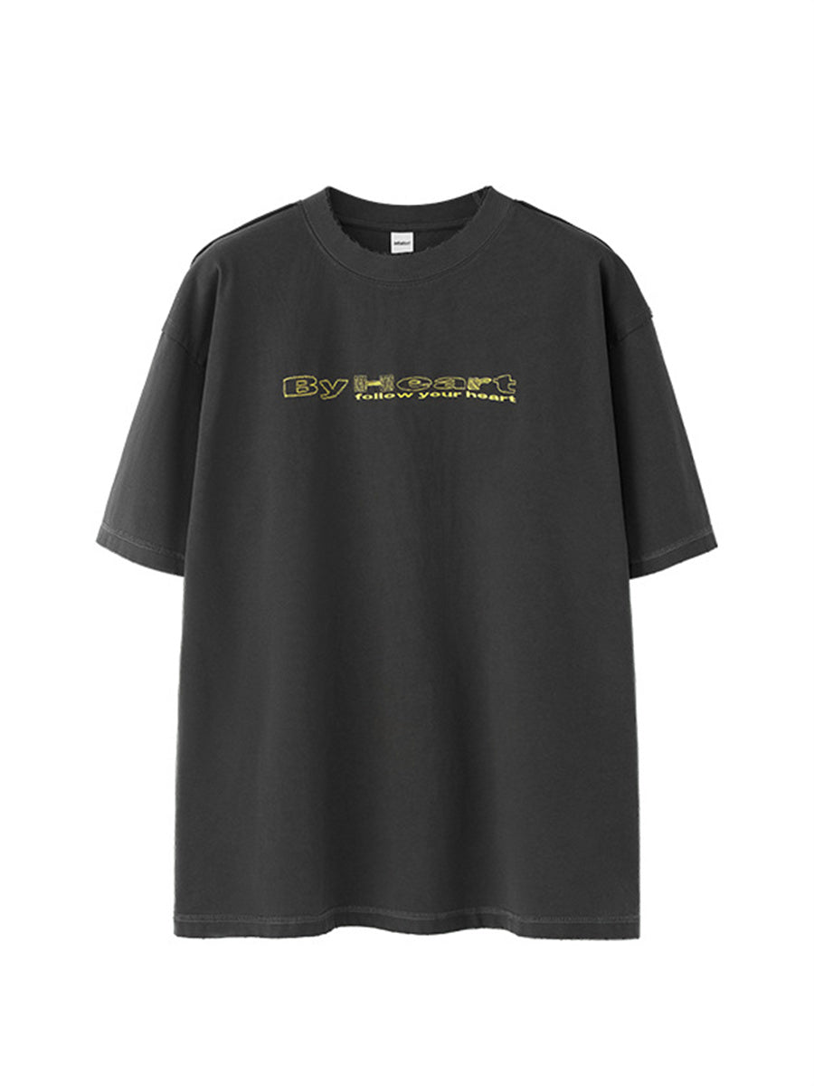 Liber Summer Men's Letter Print T-shirt