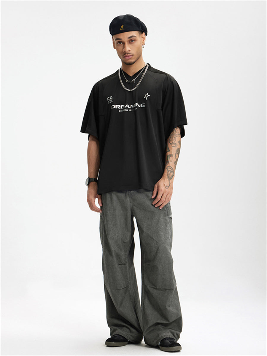 Liber Summer Men's Letter Print T-shirt