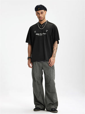 Liber Summer Men's Letter Print T-shirt