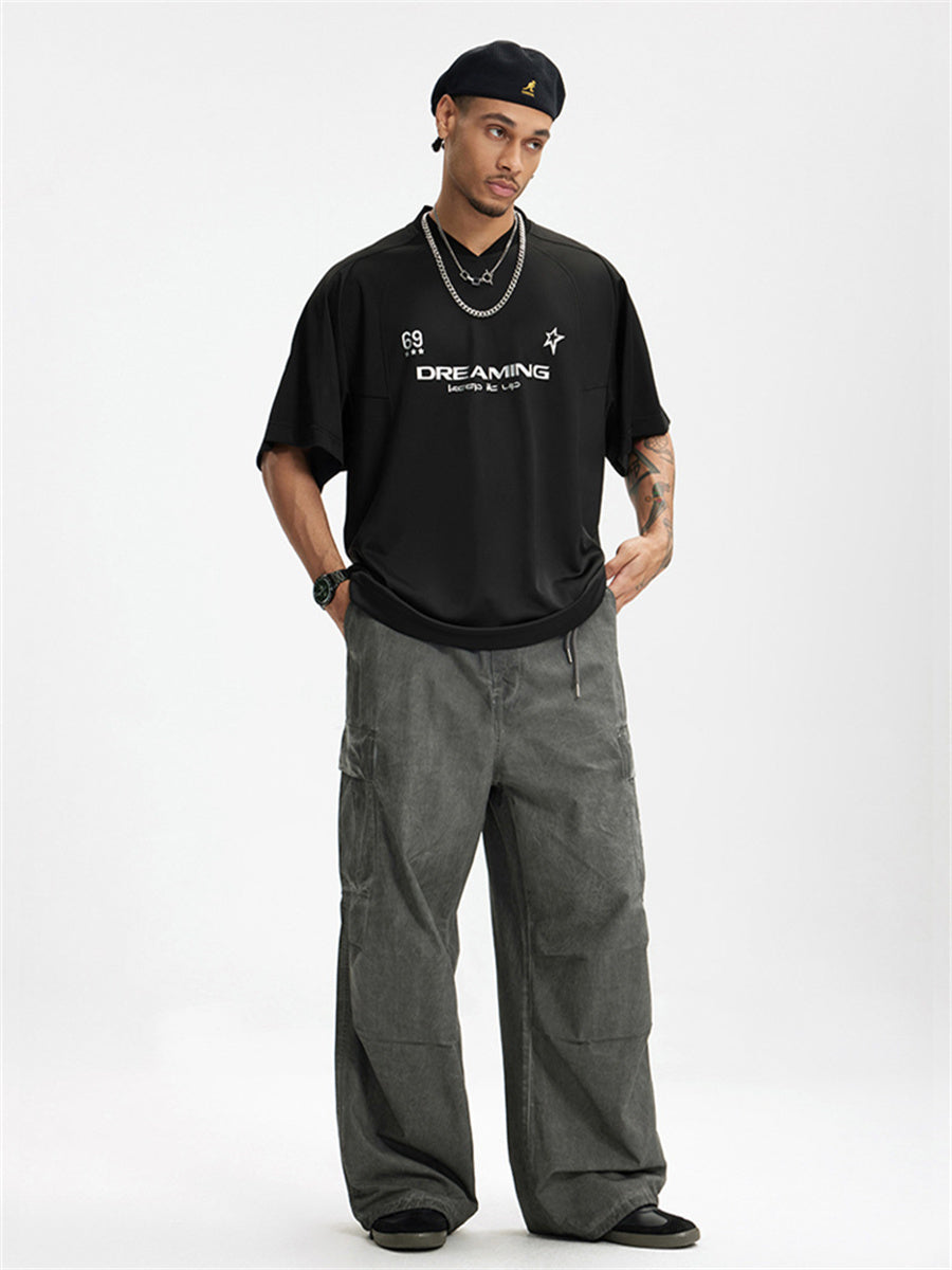 Liber Summer Men's Letter Print T-shirt