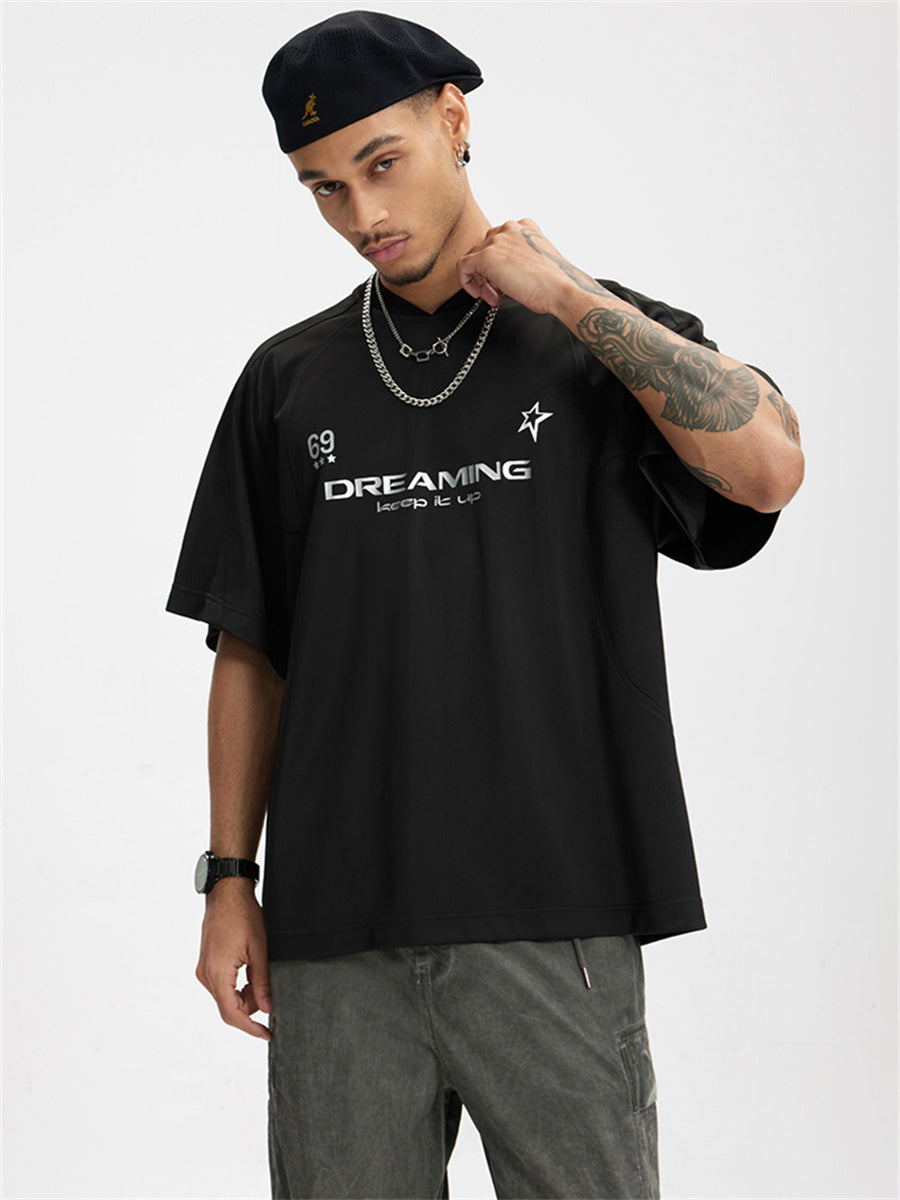 Liber Summer Men's Letter Print T-shirt