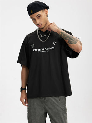 Liber Summer Men's Letter Print T-shirt