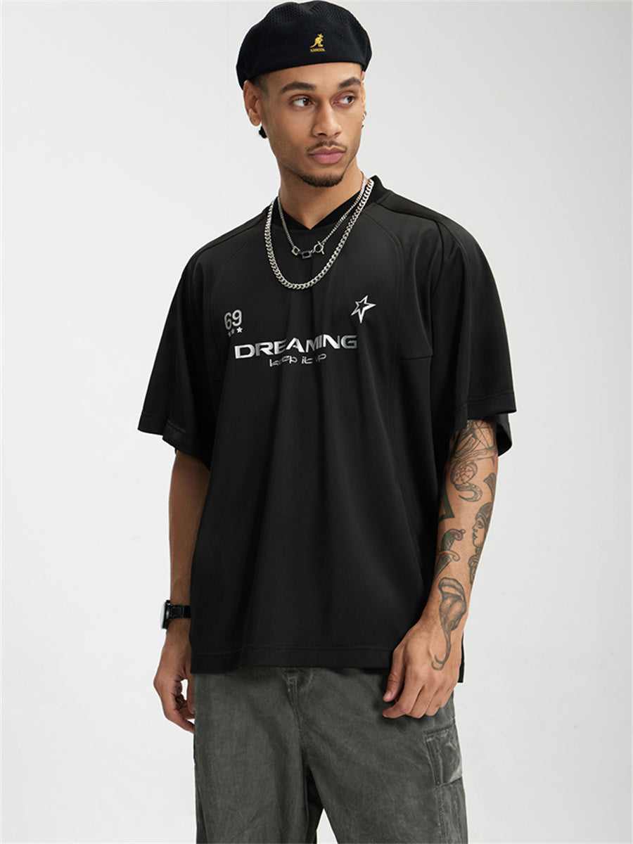 Liber Summer Men's Letter Print T-shirt