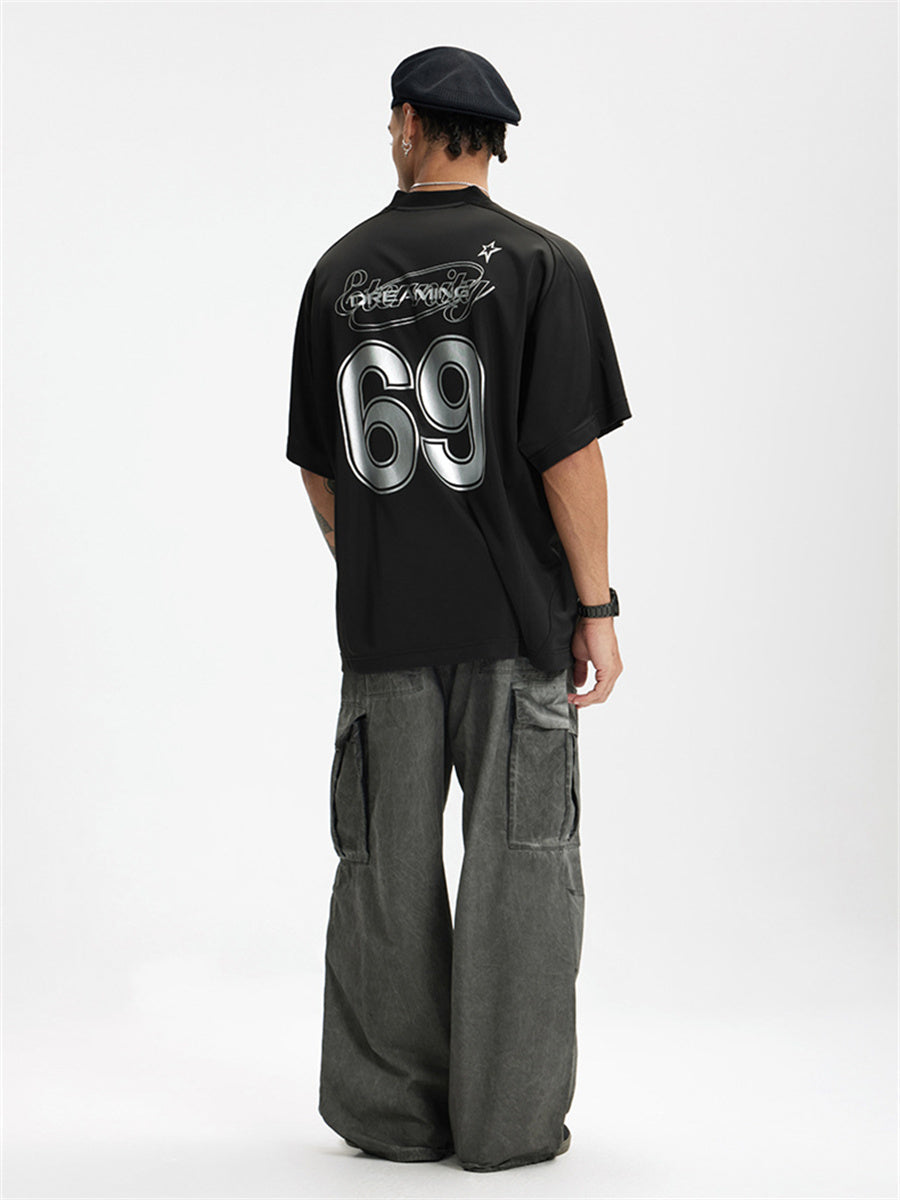 Liber Summer Men's Letter Print T-shirt