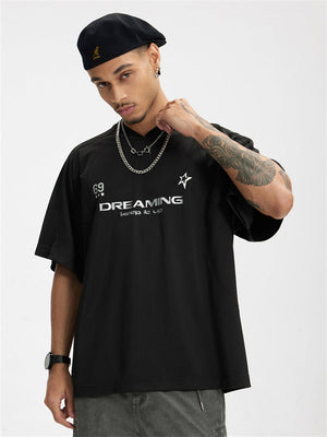 Liber Summer Men's Letter Print T-shirt