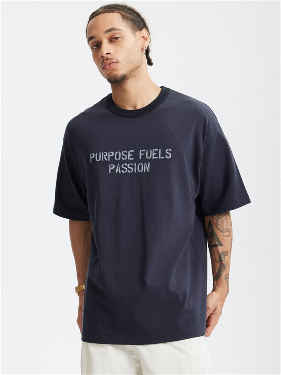 Liber Summer Men's Letter Print T-shirt