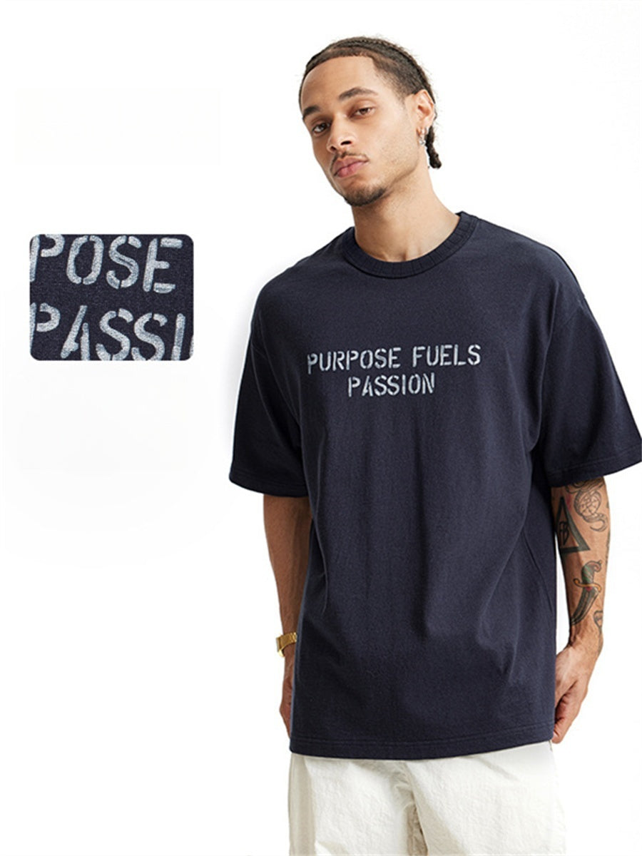 Liber Summer Men's Letter Print T-shirt