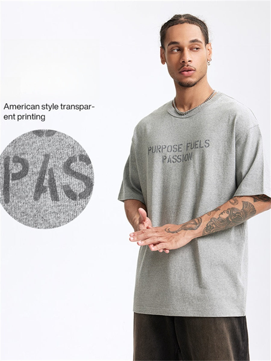 Liber Summer Men's Letter Print T-shirt