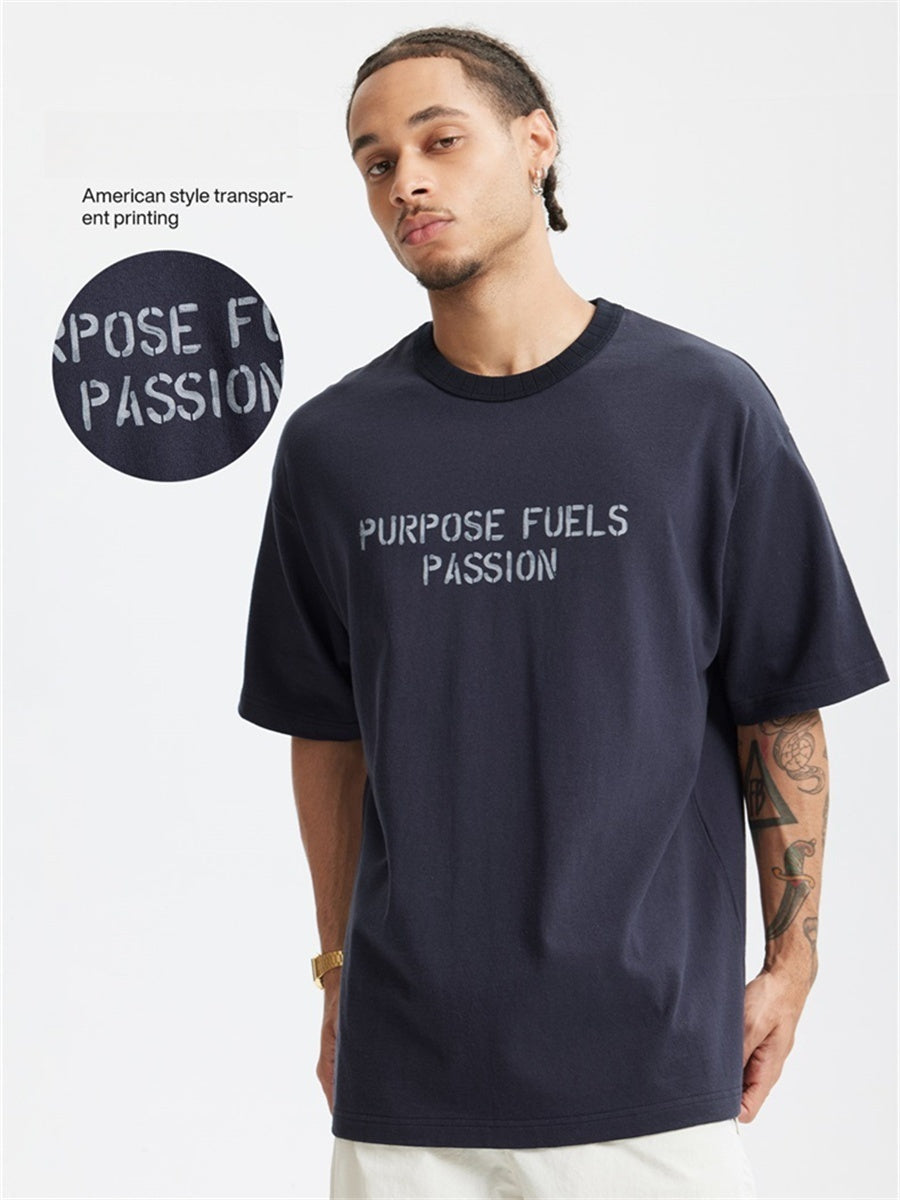 Liber Summer Men's Letter Print T-shirt