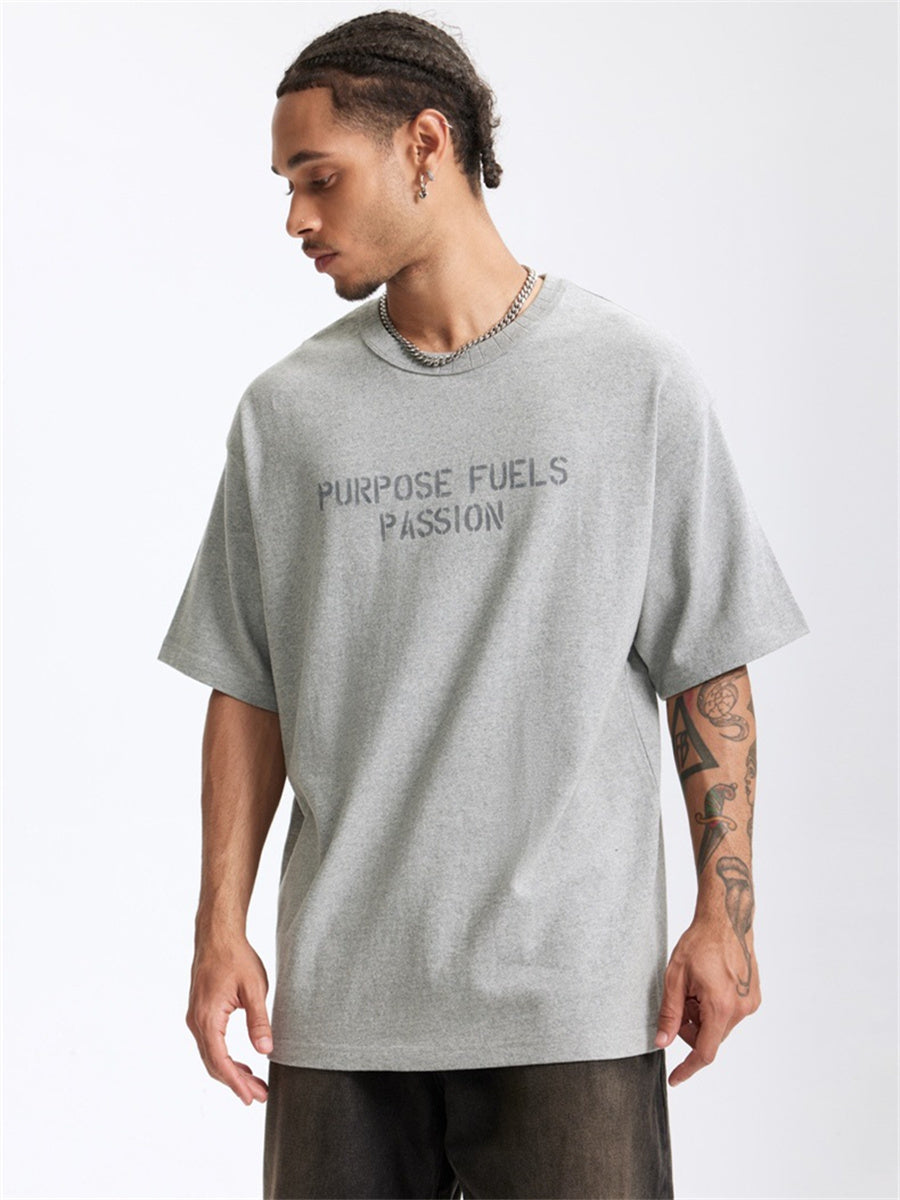 Liber Summer Men's Letter Print T-shirt