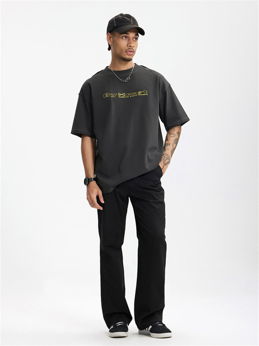 Liber Summer Men's Letter Print T-shirt