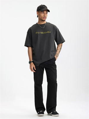 Liber Summer Men's Letter Print T-shirt