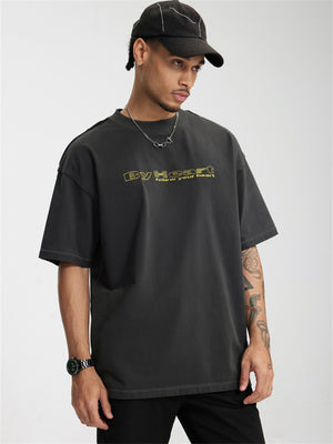 Liber Summer Men's Letter Print T-shirt