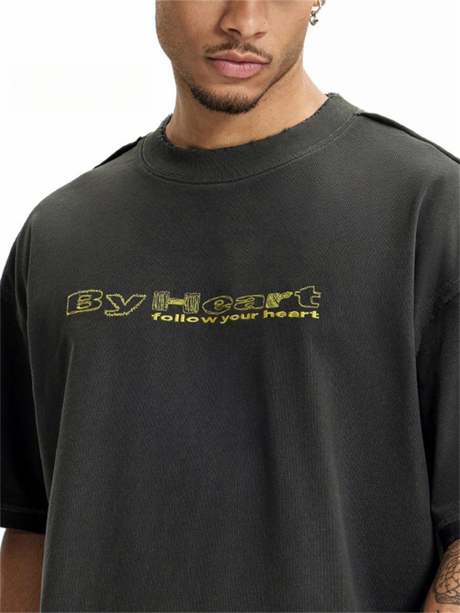 Liber Summer Men's Letter Print T-shirt