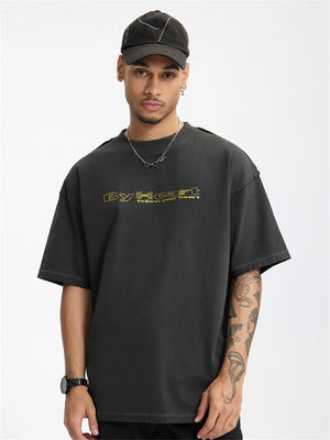Liber Summer Men's Letter Print T-shirt