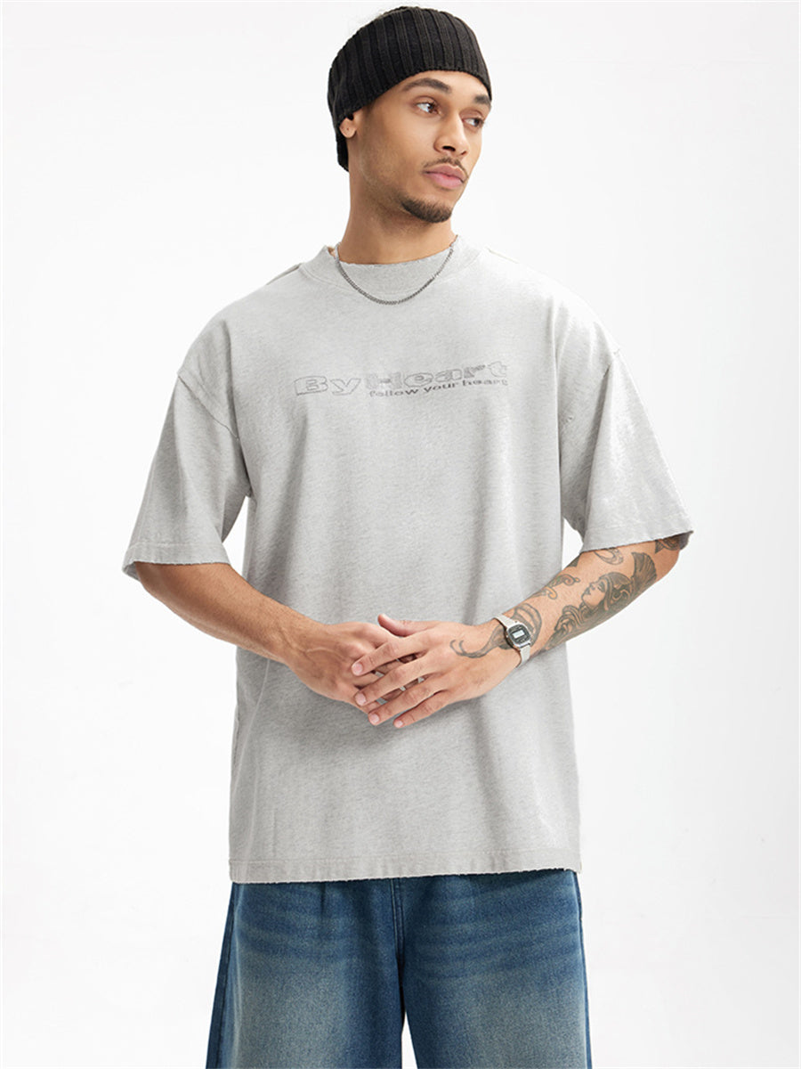 Liber Summer Men's Letter Print T-shirt