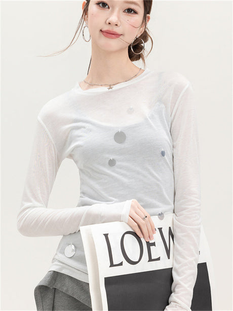 Liber Summer Women's Solid Sequin Cover Up Shirt