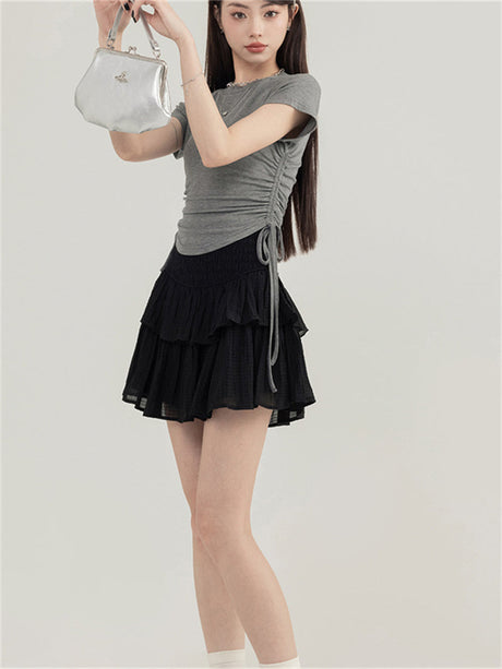 Liber Summer Women's Solid Color Short Skirt