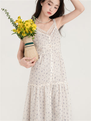Liber Summer Women's Floral Print Solid Midi Dress