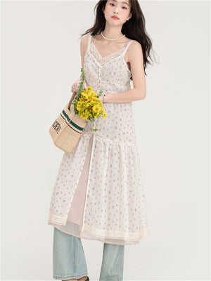 Liber Summer Women's Floral Print Solid Midi Dress