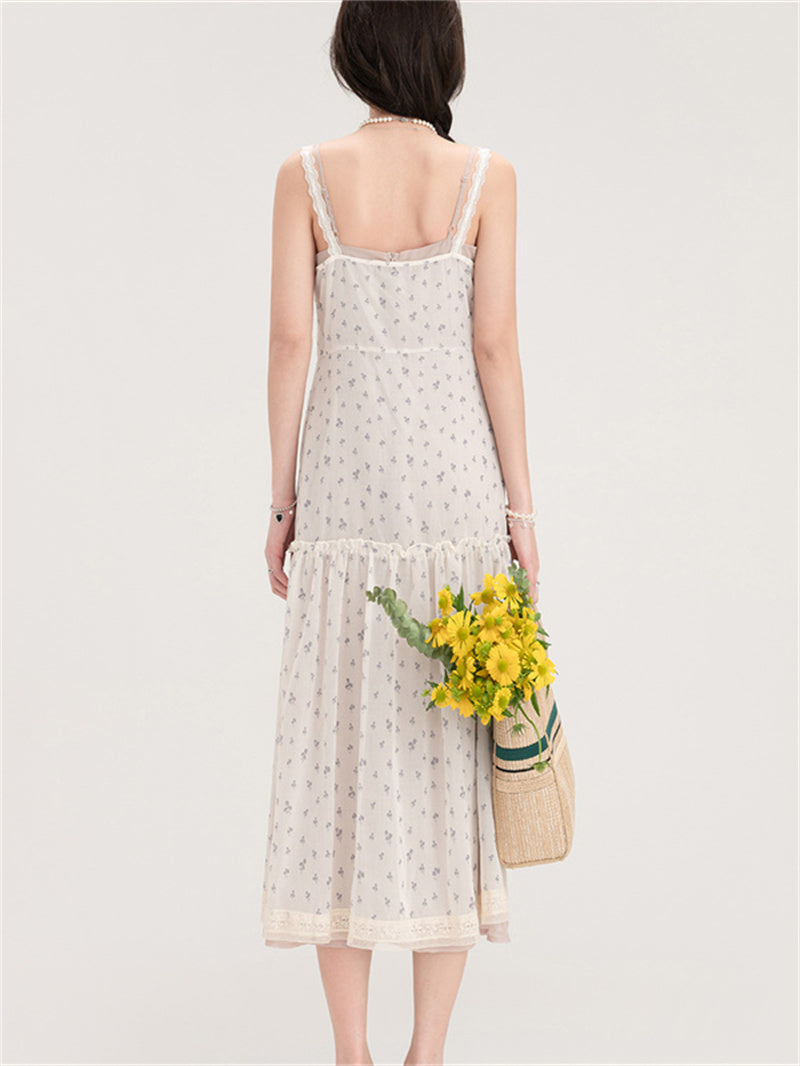Liber Summer Women's Floral Print Solid Midi Dress