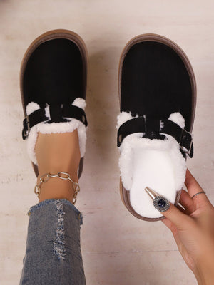 Liber Autumn and winter ladies' velvet lining thick-soled flat shoes