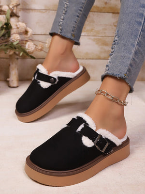 Liber Autumn and winter ladies' velvet lining thick-soled flat shoes