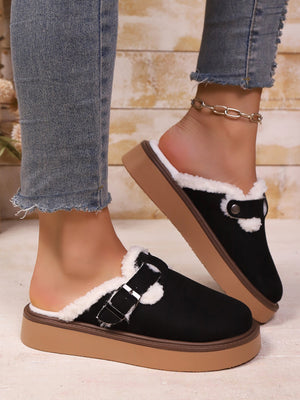 Liber Autumn and winter ladies' velvet lining thick-soled flat shoes