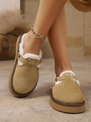 Liber Autumn and winter ladies' velvet lining thick-soled flat shoes