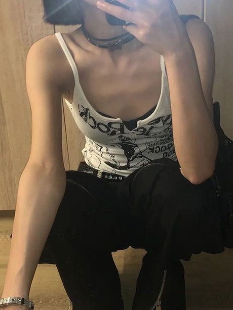 Liber Summer Women's Navel Printed Tank tops&Camis