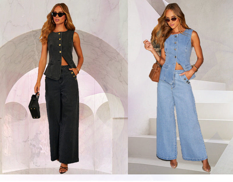 Liber SS Women's Solid Color Two-Piece Set