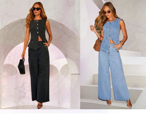 Liber SS Women's Solid Color Two-Piece Set