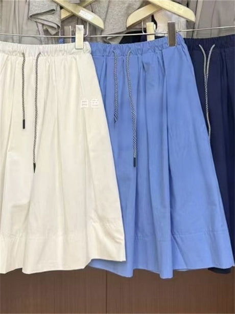 Liber Summer women's solid color drawstring skirt