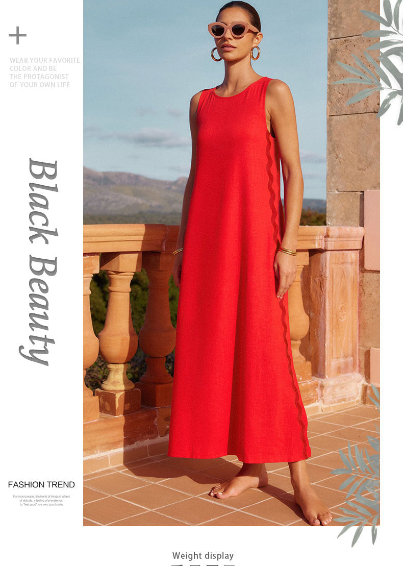 Liber SS Women's Solid Color Maxi Dress