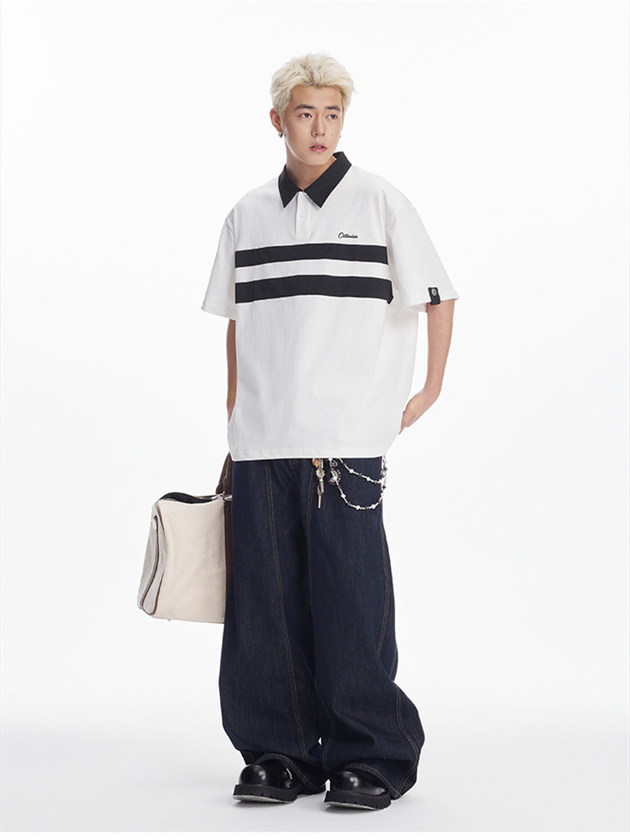 Liber SS Men's Printed Color Panel Polo Shirt