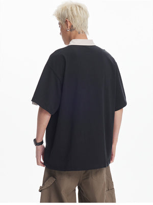 Liber SS Men's Printed Color Panel Polo Shirt