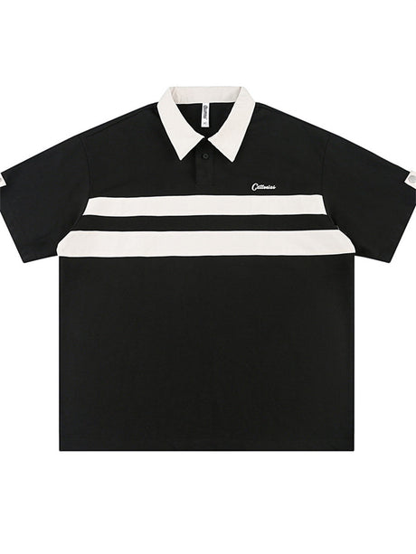Liber SS Men's Printed Color Panel Polo Shirt